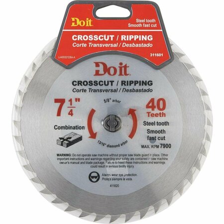 ALL-SOURCE 7-1/4 In. 40-Tooth Cutoff/Rip Circular Saw Blade 409321DB